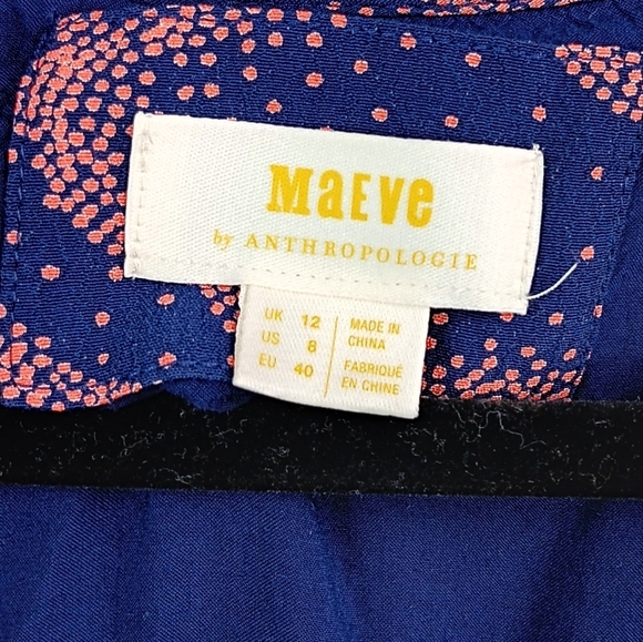 MAEVE Anthropologie Rosalia Mini Dress Women's 8 Navy Faux Wrap Ruffle Romantic - Picture 9 of 10